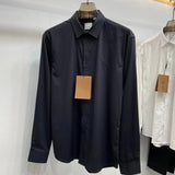 Burberry Shirt Classic New Letter Long Sleeve Shirt Men's Casual Business Embroidery White Solid Color High Texture Shirt