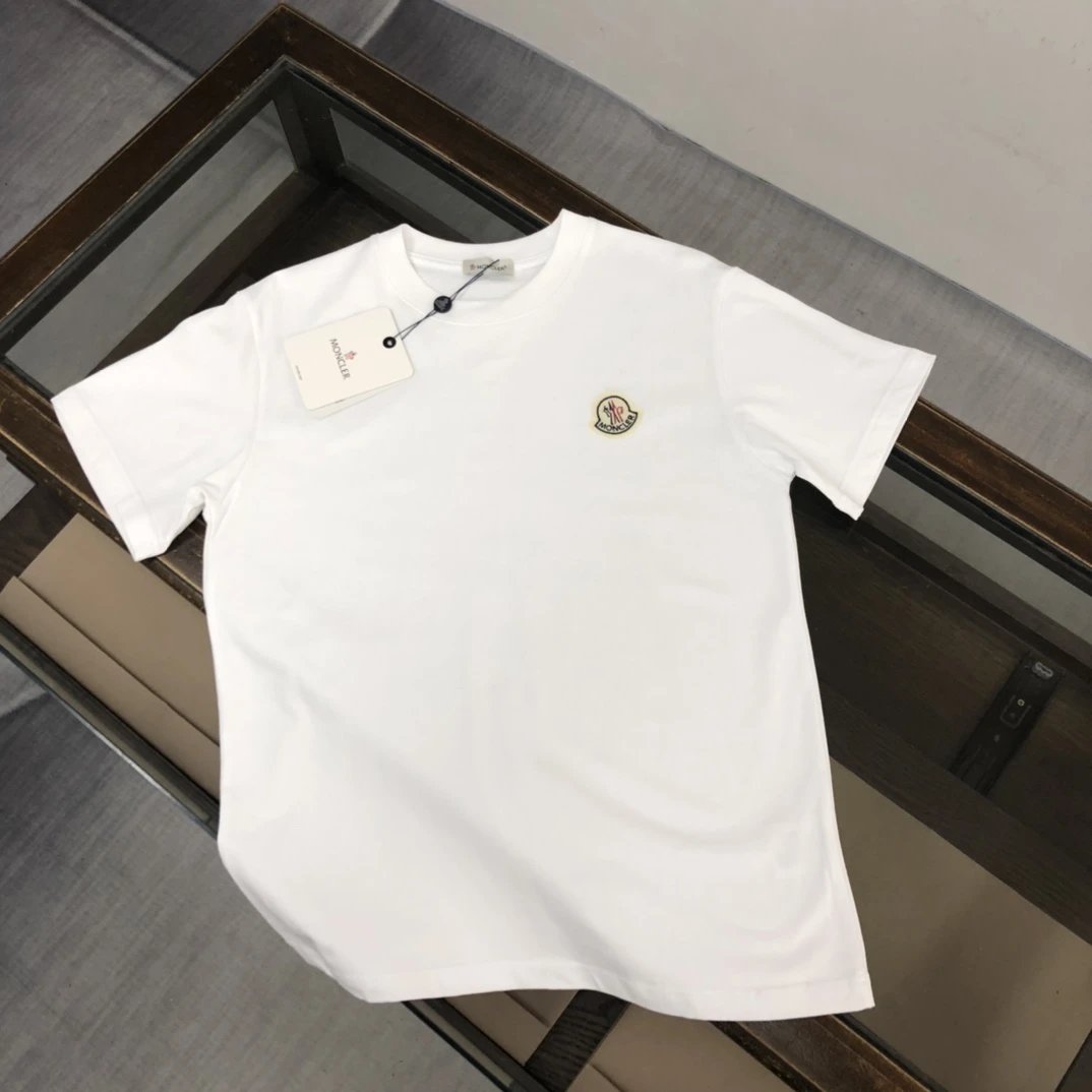 Moncler T-shirt Chest Small Badge Embroidery logo round Neck Short Sleeve25ss New Pure Cotton Unisex Style T Casual T-Shirt Base Layer Shirt OS Loose Fit Half Sleeve Top Plus Size