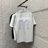 Balenciaga T-shirt Front Embroidered Personalized Letters logo Round Neck Short Sleeve Pure Cotton with Back Print T T-shirt ins Unisex Simple Summer New Casual Base Shirt T-Shirt