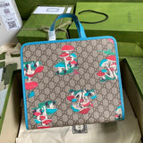 Gucci Women's Bag Top version 【**Version】2023New Children's Printing Series Tote Bag Pink Jason Pattern2024New Children's Bags Tote Package Vegetable Basket Bag605614New Sausage Dog Bichon LADYBIRD