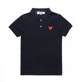 Rei Kawakubo T-shirt Top Version polo Embroidered Red Heart Lapel T T-shirt Half Sleeve Men and Women Star Loose