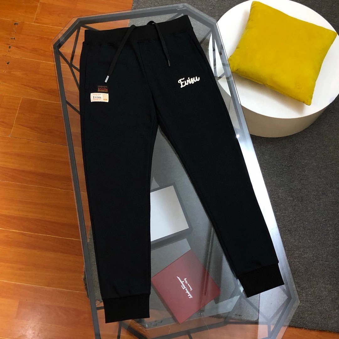 Evisu Sweatpants Top Version Counter Same Style Cotton Sweat Pants Same Style for Men and Women Loose Fashion Brand2024Versatile Casual Pants Sports Trousers