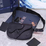 Dior Men's Bag Top version 【Version Original Leather】Gift for Personal Use with Counter Packaging Handbag Saddle Canvas Black with Old Flowers Calfskin Saddle Bag Shoulder Messenger Bag Waist Bag Chest Bag Bag Men's and Women's Bags