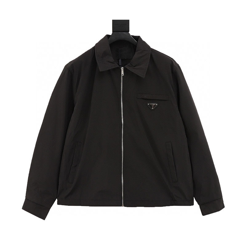 PRADA Jackets  Classic Pocket Triangle Logo Zipper Coat for Men and Women