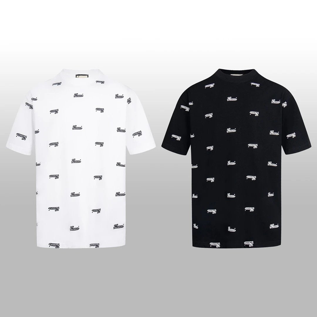 Gucci T-shirt Full-body Hand-painted Brand logo round Neck Short Sleeve25ss New Pure Cotton Unisex Style T Casual T-Shirt Base Layer Shirt OS Loose Fit Half Sleeve Top Plus Size