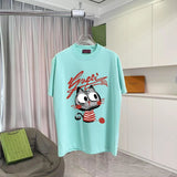 Gucci T-shirt Cute Cat Letter Print on the Chest logo round Neck Short Sleeve25ss New Pure Cotton Unisex Style T T-shirt OS Loose Fit Base Shirt Top Half Sleeve T-Shirt