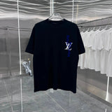 Louis Vuitton LV T-shirt Silicone Flocked Round Neck Short Sleeve Pure Cotton T Unisex Short Sleeve T-Shirt Sports Casual os All-Matching Loose