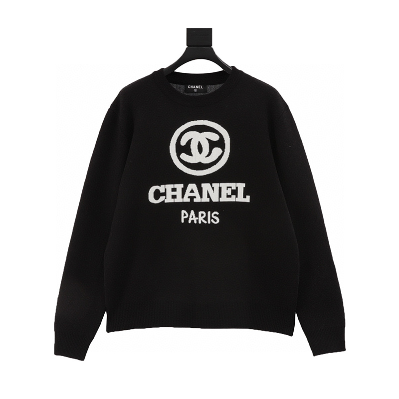 Chanel Sweater Yarn-Dyed Letters LOGO Knitted round Neck Sweater for Men and Women