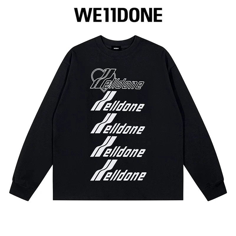 We11done Hoodie Top Version Zhao Lusi Yang Mi Long Sleeve T T-shirt Color Graffiti Letters Gradient Spring and Autumn