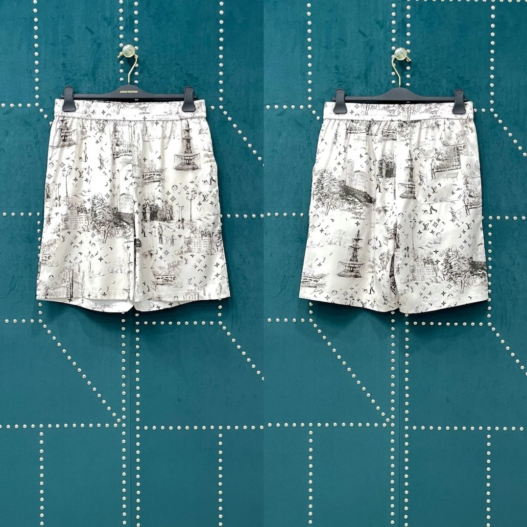 Louis Vuitton LV Shorts Full-body Street Stroll Print logo Five-point Shorts25ss New Drawstring Casual5Two-Piece Casual Sweatpants Summer Pants Unisex Pure Cotton Sweatpants