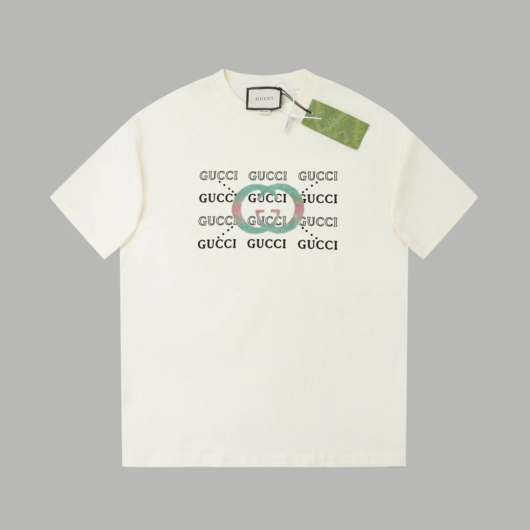 Gucci T-shirt Classic red and green G Wow Glue Thick Board logo round Neck Short Sleeve25ss New pure cotton T Unisex T-Shirt OS Loose Fit Base Shirt Top Half Sleeve T-Shirt