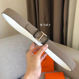 Hermes Belt Top version New High Quality Calfskin Business Men's Belt H Letter Buckle Casual Versatile Double-Sided Belt Belt Buckle Belt for Women3.2cm
