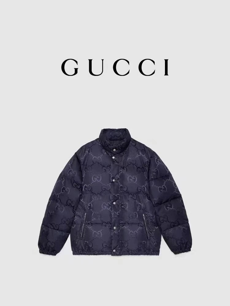 Gucci Down Jacket Dark Pattern Jacquard Down Jacket Coat Unisex Winter Stand Collar Coat360Gram90National Standard White Duck Down