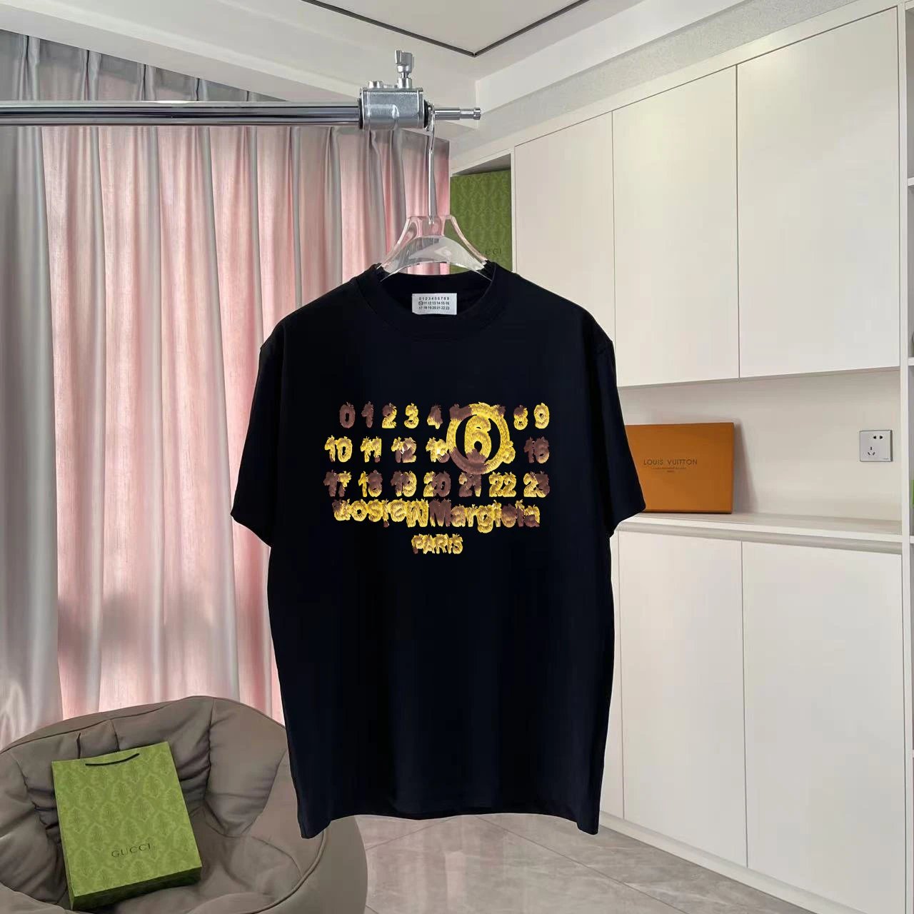 Maison Margiela T-shirt Chest Letter and Number Print logo round Neck Short Sleeve25ss New Pure Cotton Unisex Style T T-shirt OS Loose Fit Base Shirt Half Sleeve T-Shirt Top Half Sleeve