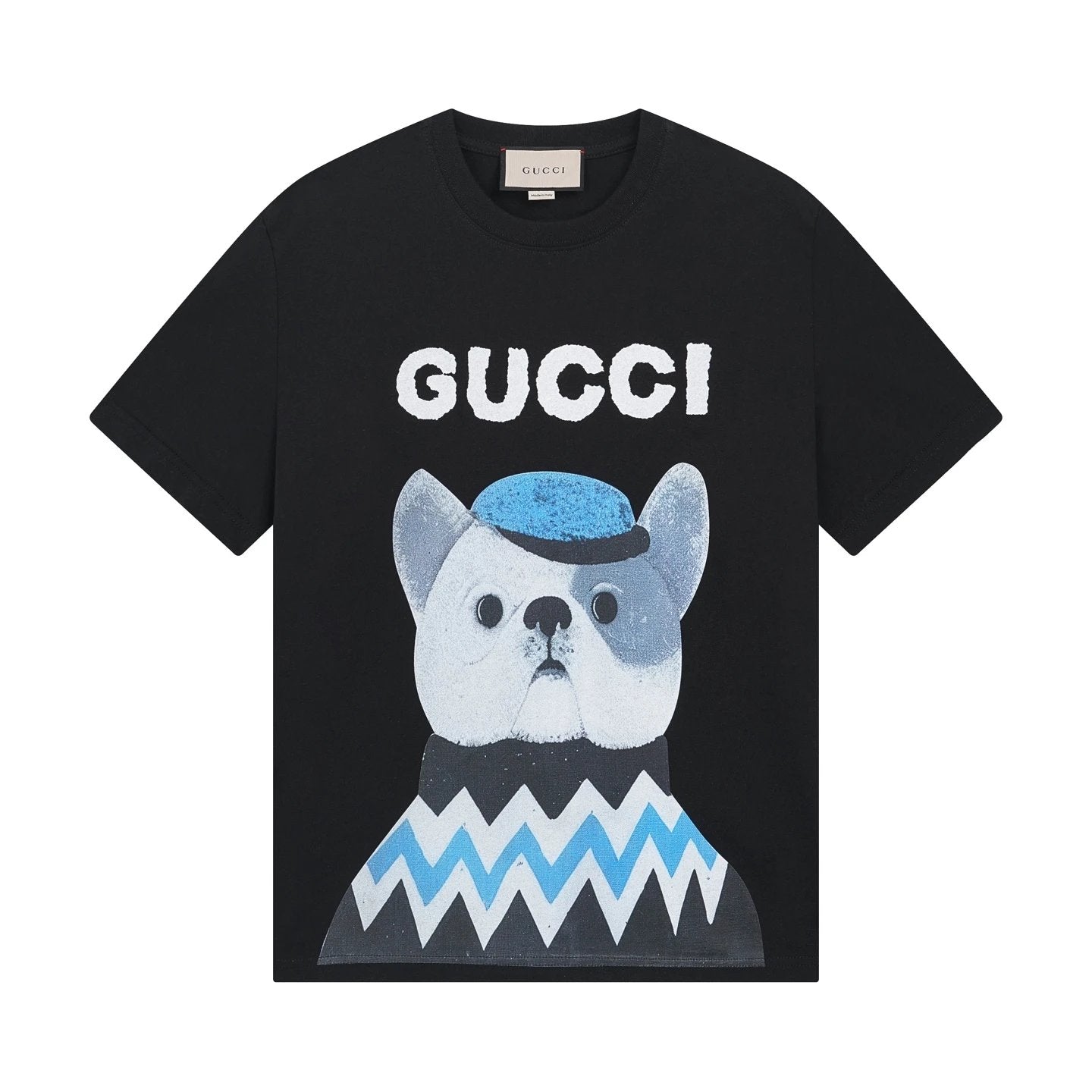 Gucci T-shirt Front Hat with Puppy Print logo round Neck Short Sleeve25ss New Pure Cotton Unisex Style T T-shirt OS Loose Fit Base Shirt Top Half Sleeve T-Shirt