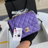 Chanel Women's Bag Top version Original Leather Surrogate Shopping Version New Bag Ch@ne1CF Fat Fang1115mini17cm Caviar Ball Grain Cowhide CF Sheepskin Mini Small Sized Flap Bag Shoulder Crossbody Chain Bag Lambskin Original Leather