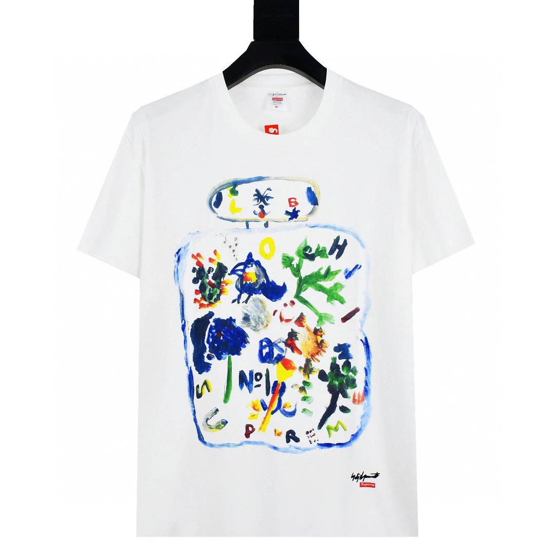 Supreme T-shirt Top Version Student Short Sleeve T T-shirt Loose Cotton T-shirt Men's and Women's Same Half Sleeve Bottoming Shirt Fashion