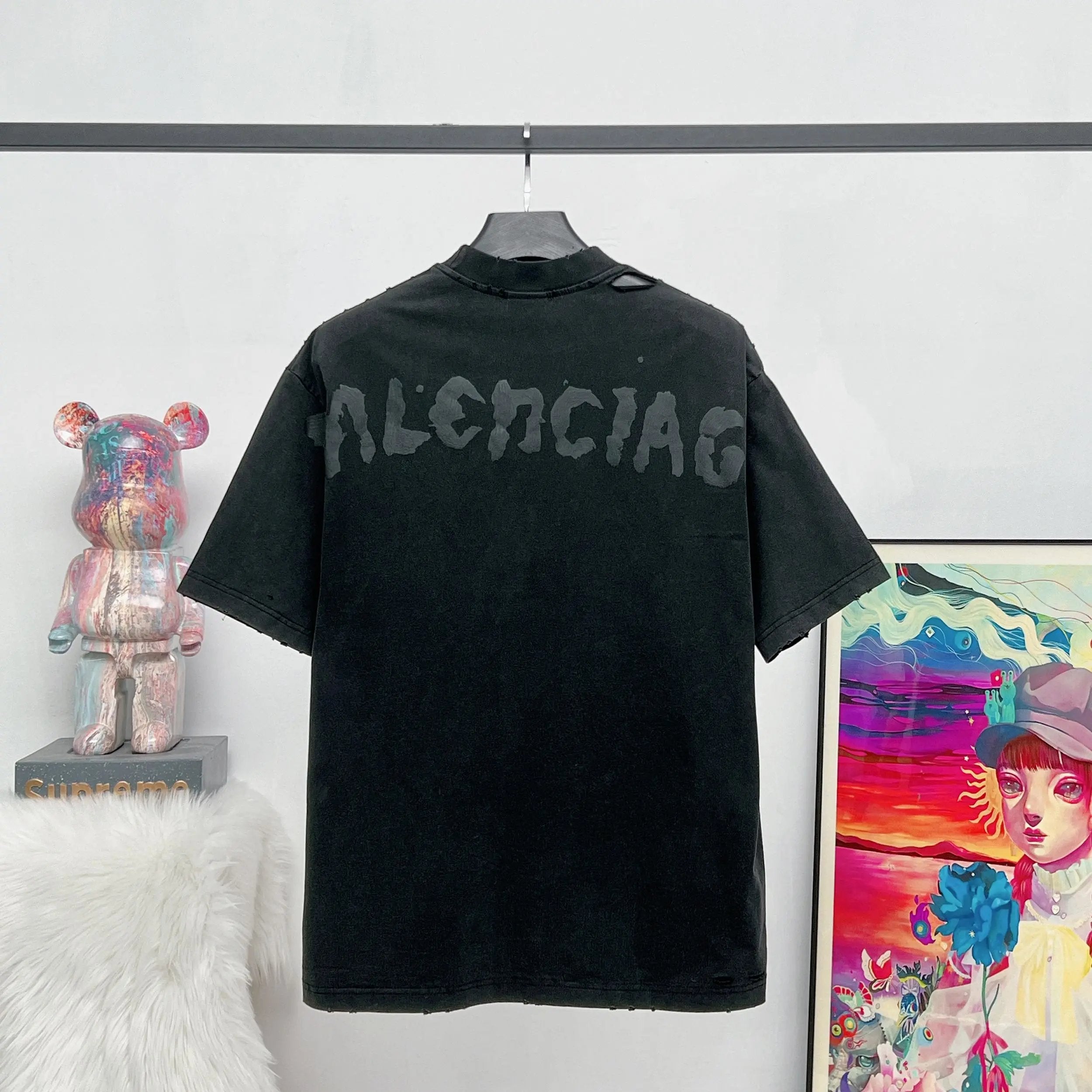 Balenciaga T-shirt 25ss New Pure Cotton Unisex Style T T-shirt OS Loose Fit Base Shirt Top Half Sleeve T-Shirt