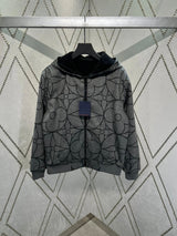 Louis Vuitton LV Jackets Hooded Waist-Tied Jacket Reversible Sheep Wool Monogram Floral Pattern Jacket Unisex Autumn Winter New Sports Casual Loose Versatile