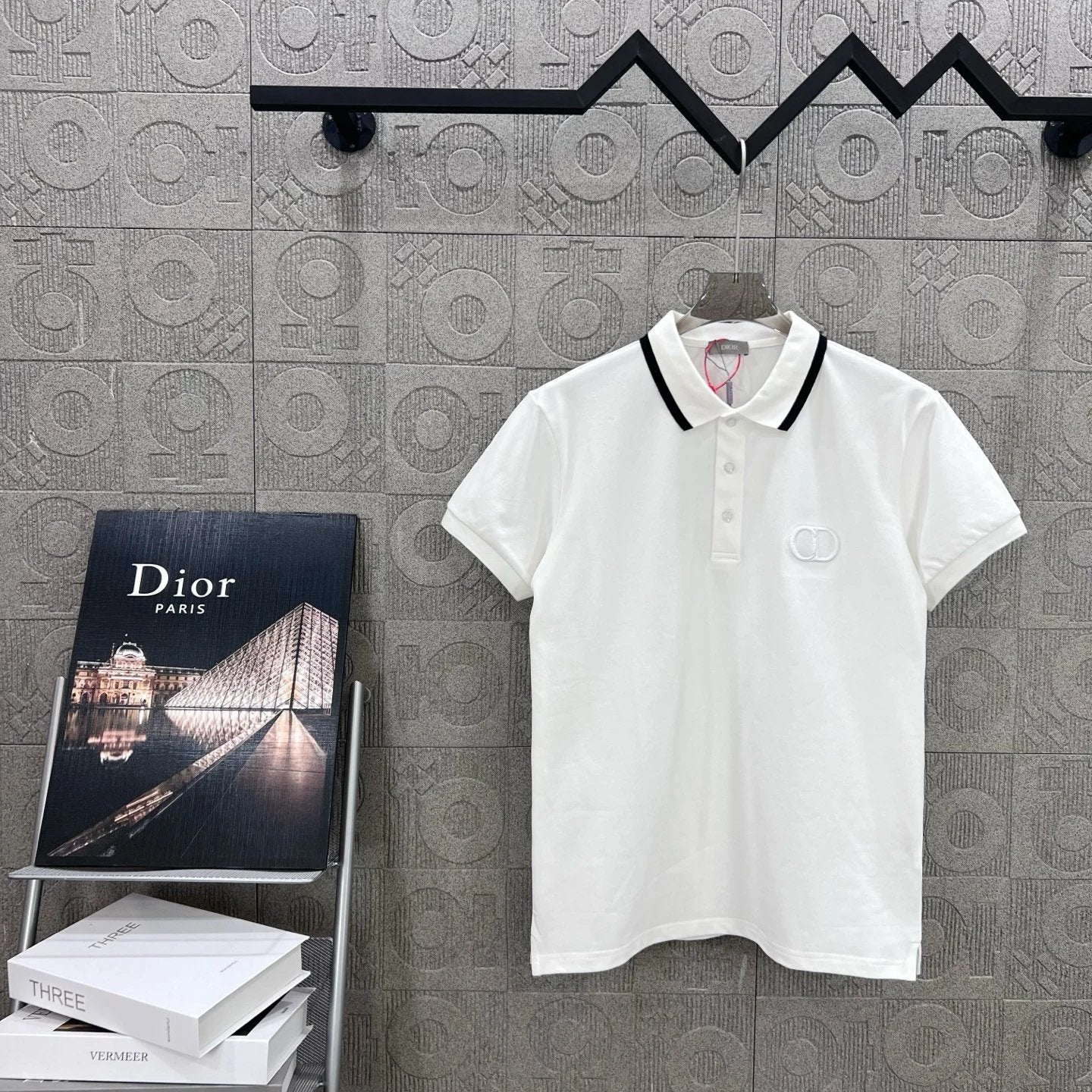 Dior T-shirt Letter Embroidery logoPOLO Shirt Lapel Short Sleeve25ss New Unisex Summer Short Sleeve OS Loose T Business Half Sleeve Shirt Plus Size T-Shirt