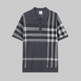 Burberry T-shirt Plaid logo Knitting POLO Short Sleeve Turn-down Collar Shirt Unisex Summer Loose Fit T Business Commuter Short Sleeve Shirt Plus Size T-Shirt