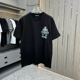 Chrome Hearts T-shirt Back Embroidery Patch Embroidery Craft logo round Neck Short Sleeve25ss New Pure Cotton Unisex Style T T-shirt OS Loose Fit Base Shirt Half Sleeve T-Shirt Top Half Sleeve