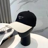 PRADA Hat Triangle mark logo Baseball Cap Sunshade Sun Protection Duckbill Cap Large Head Circumference Slimming Face Curved Brim Versatile Sports Hat for Men and Women Couples Same Style