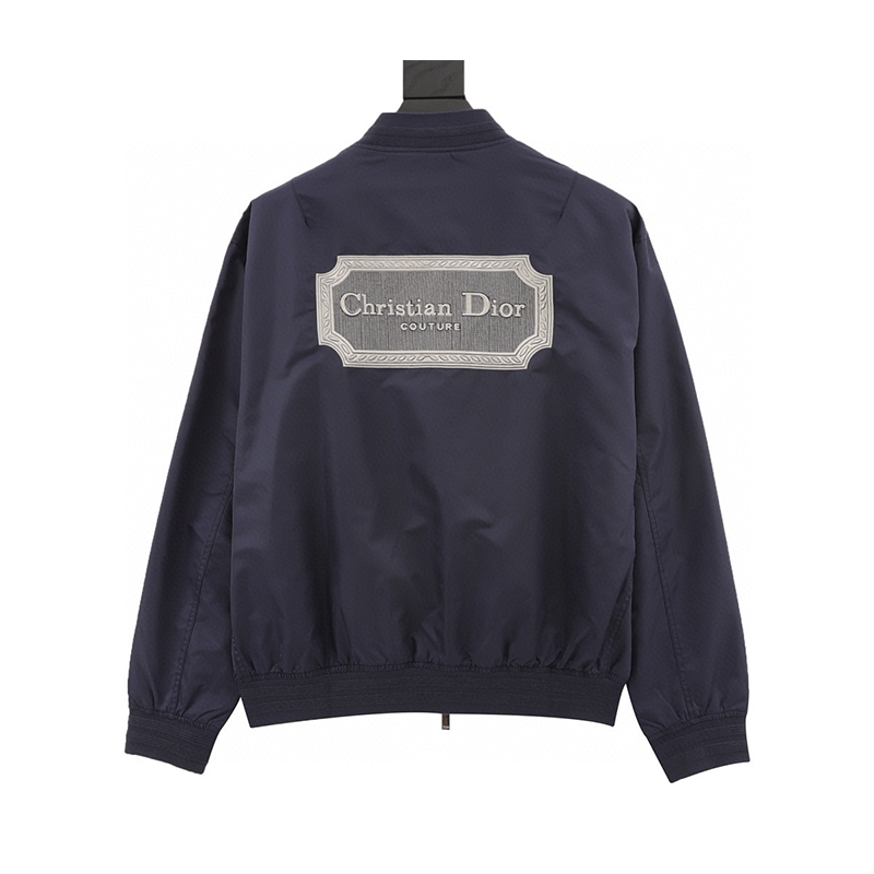 Dior Jackets Back Square Logo Embroidery Flight Jacket Same Style for Men and Women