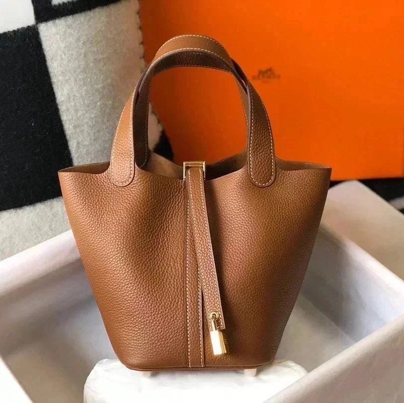 Hermes women's bag Top version Women's Bag21New Handmade picotin Bucket Bag1822Vegetable Basket Bucket Bag Handbag