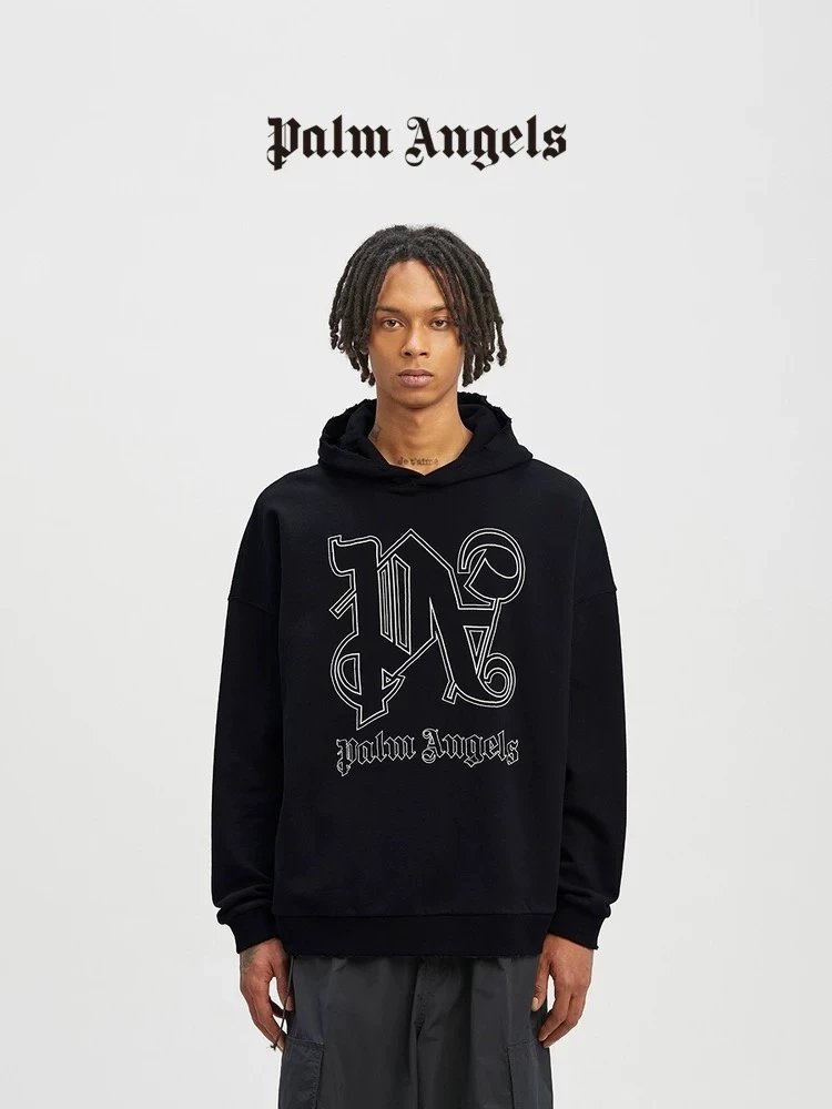 Palm Angels Hoodie Top Version Broken Bear Cartoon Men's and Women's Long Sleeves Loose-Fitting Hoodie Sweater Couple Wear