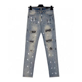 Amiri Jeans Splash Ink Hot Drilling logo25ss Spring Summer New Straight Leg Jeans Unisex Slim Fit Long Pants Loose