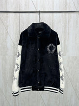 Chrome Hearts Jackets Heavy Industry Embroidery Rabbit Mink Jacket Coat Men and Women Same Autumn and Winter New Loose Sports and Leisure All-Matching