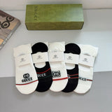 Gucci Sock 【a Box5Double】Classic Letters logo Breathable and stylish pure cotton25ss New Cotton Socks Spring Summer Autumn Thin Business Sports Casual Versatile Deodorant Sweat-Absorbing
