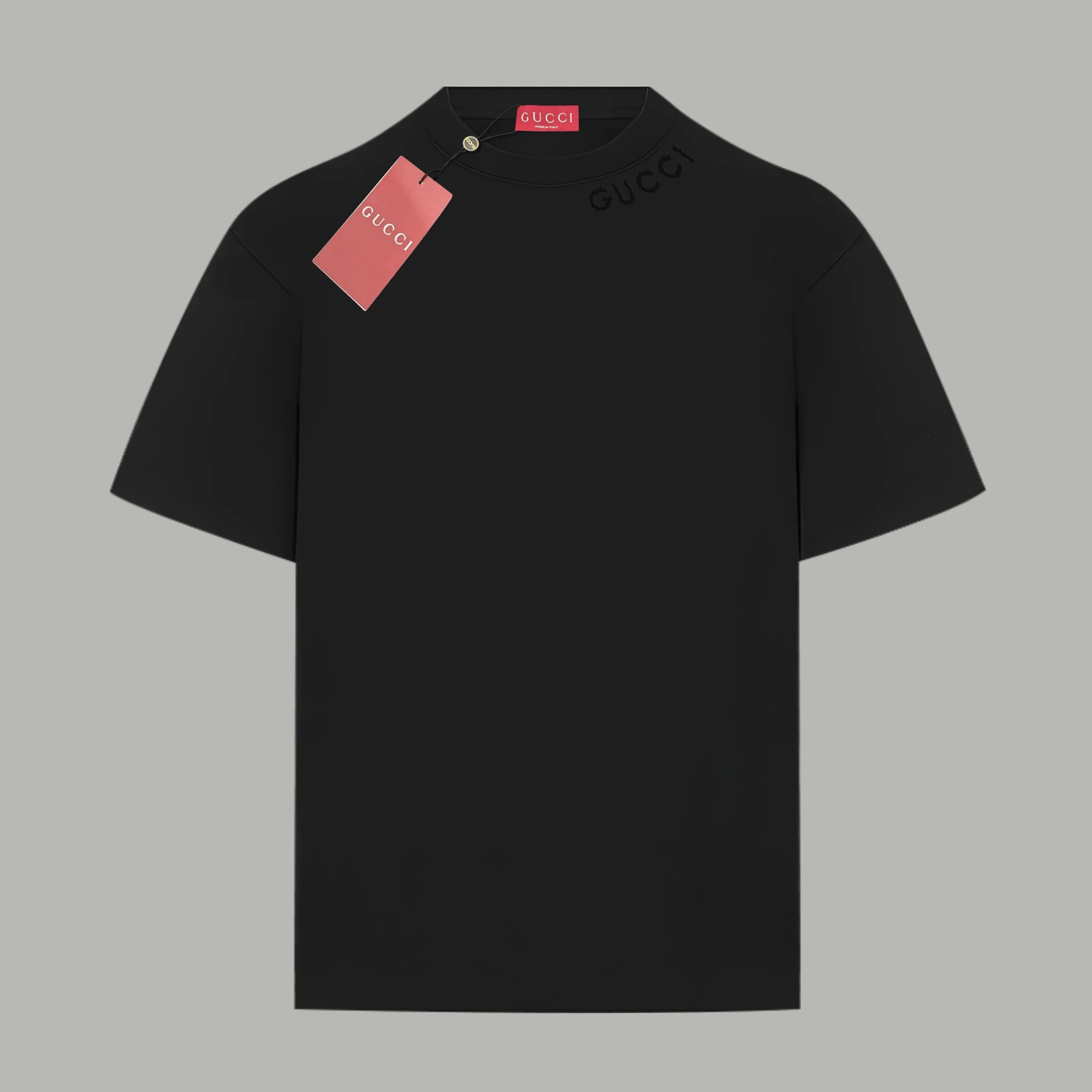 Gucci T-shirt Neckline Foam Small Letter Print logo round Neck Short Sleeve25ss New Pure Cotton Unisex Style T Casual T-Shirt Base Layer Shirt OS Loose Fit Half Sleeve Top Plus Size