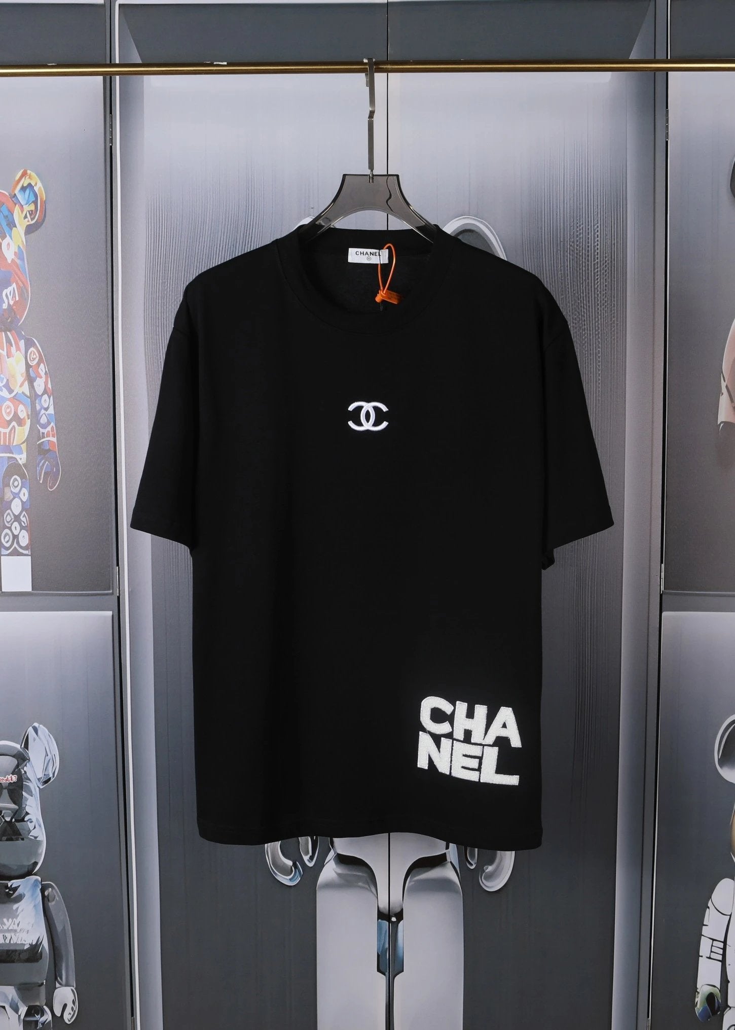 Chanel T-shirt Classic Chest logo Embroidered Crew Neck Short Sleeve25ss New Pure Cotton Unisex Style T T-shirt OS Loose Fit Base Shirt Short Sleeve Top T-Shirt