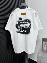 Louis Vuitton LV T-shirt Front and Back Creative English Letter Print logo round Neck Short Sleeve25ss New Pure Cotton Unisex Style T T-shirt OS Loose Fit Base Shirt Top Half Sleeve T-Shirt