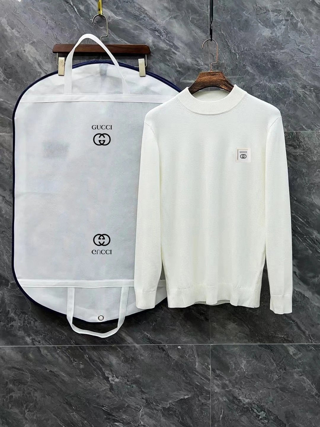 Gucci Sweater Black Logo LOGO 3D Half Turtleneck Sweater Long Sleeve Thickened Lazy Style OS Loose Fit Unisex Knit Top Jacket Versatile Casual Wearable Inside and Outside