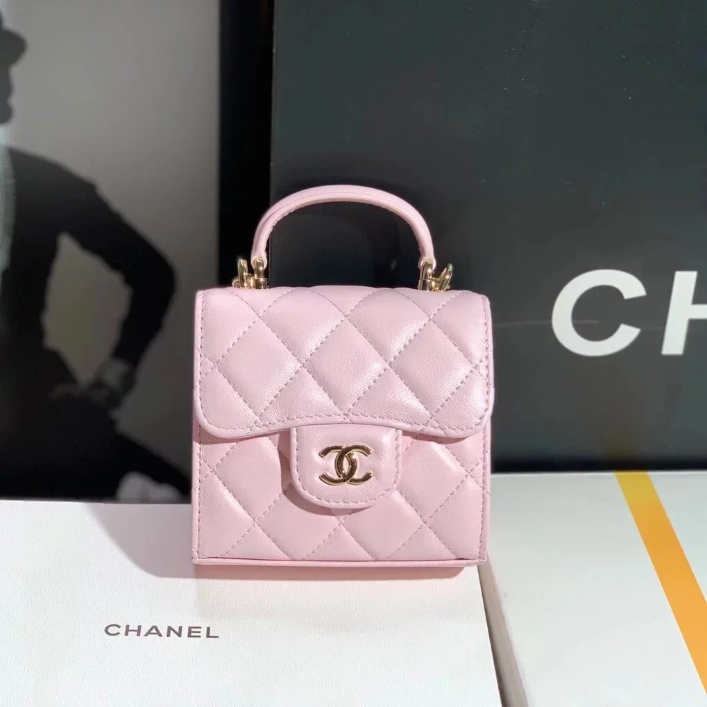 Chanel Women's Bag Top version 【Surrogate Shopping Edition】Nair New2022New mini Box Bag Cosmetic Bag Small Handbag Cowhide Chain Crossbody Bag Shoulder Bag Small Bag with Mirror Lipstick Pack