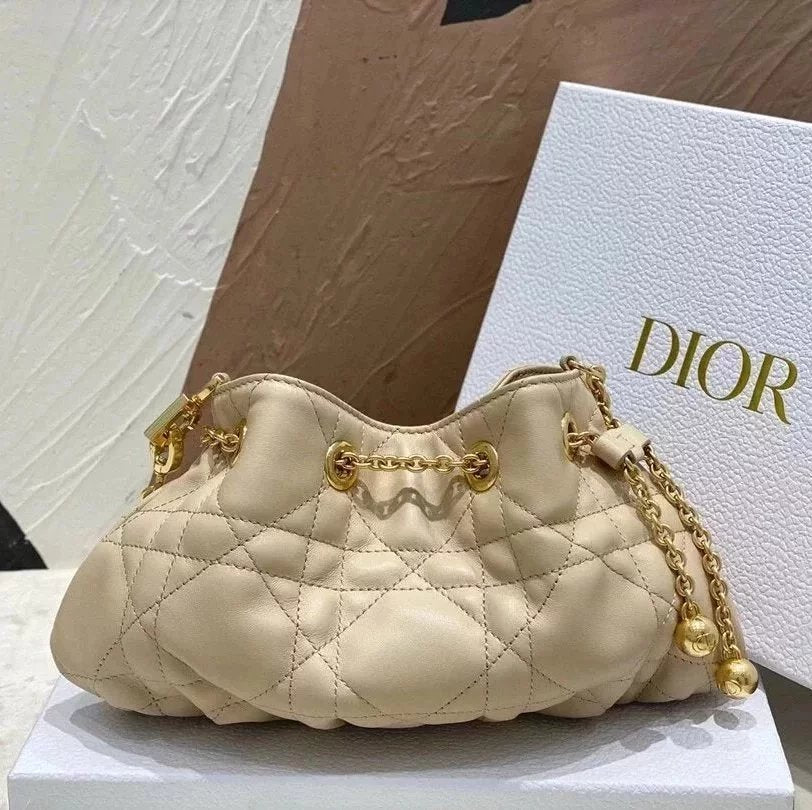 Dior Women's Bag Top version 【Version】Level Surrogate Shopping2023Summer New Ladies ammi Small Golden Beads Steamed Pork Dumplings Bag Small Golden Balls Sheepskin Handbag Women's Bag Cloud Bag Steamed Pork Dumplings Bag Shoulder Messenger Bag Clutch Bag