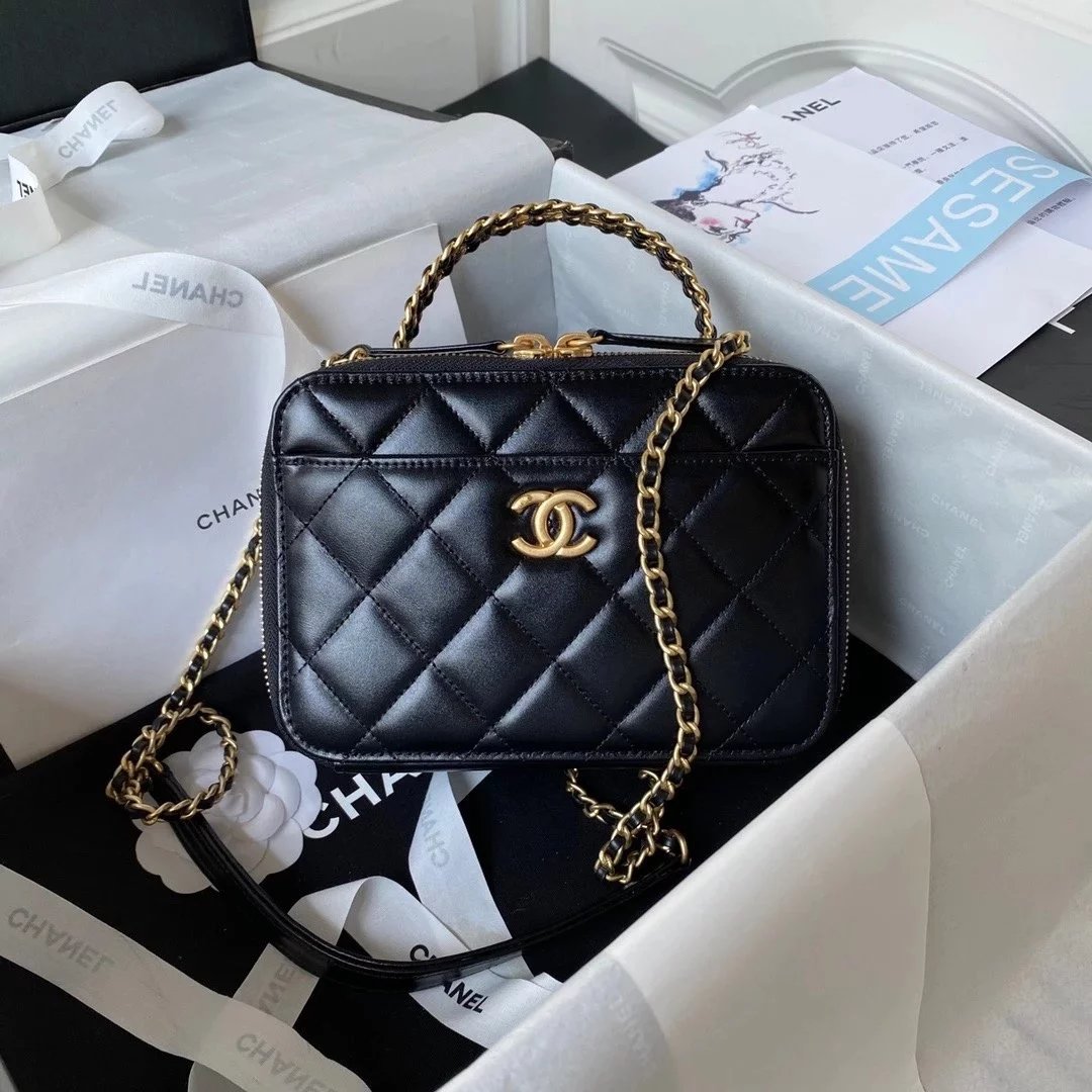 Chanel Women's Bag Top version 【**Version】23p New Handle Cosmetic Bag AS3899Bag Women's Handbag Crossbody Bag Gradient Color Matching Handle Chain Bag Bag Women's Bag Crossbody Bag Black White Watch Camera Bag Color Handle Bag2023New Rainbow Handle Bag Ra