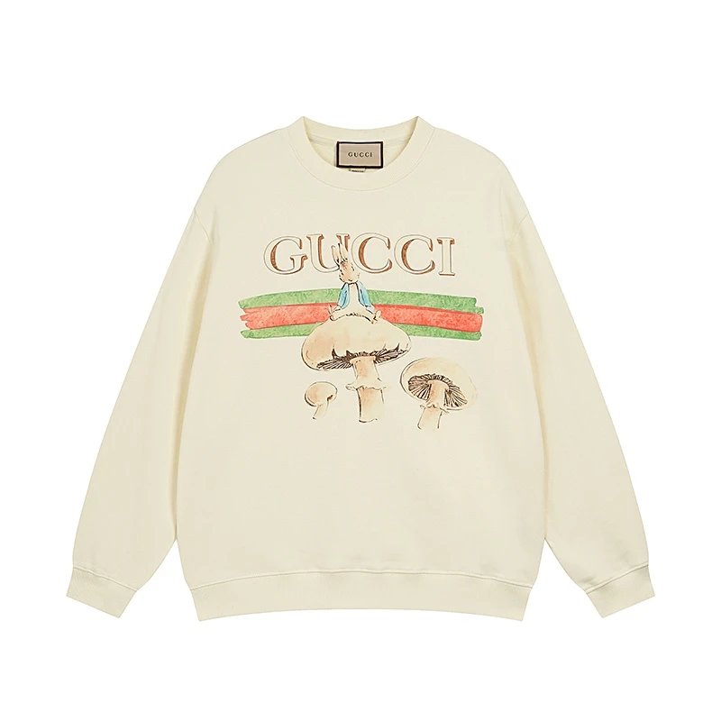 Gucci Hoodie Mushroom Print logo Round Neck Sweatshirt Long Sleeve Base Shirt Jacket Top Fashion Unisex Sports Casual Loose Fit Versatile Autumn Winter New Arrival
