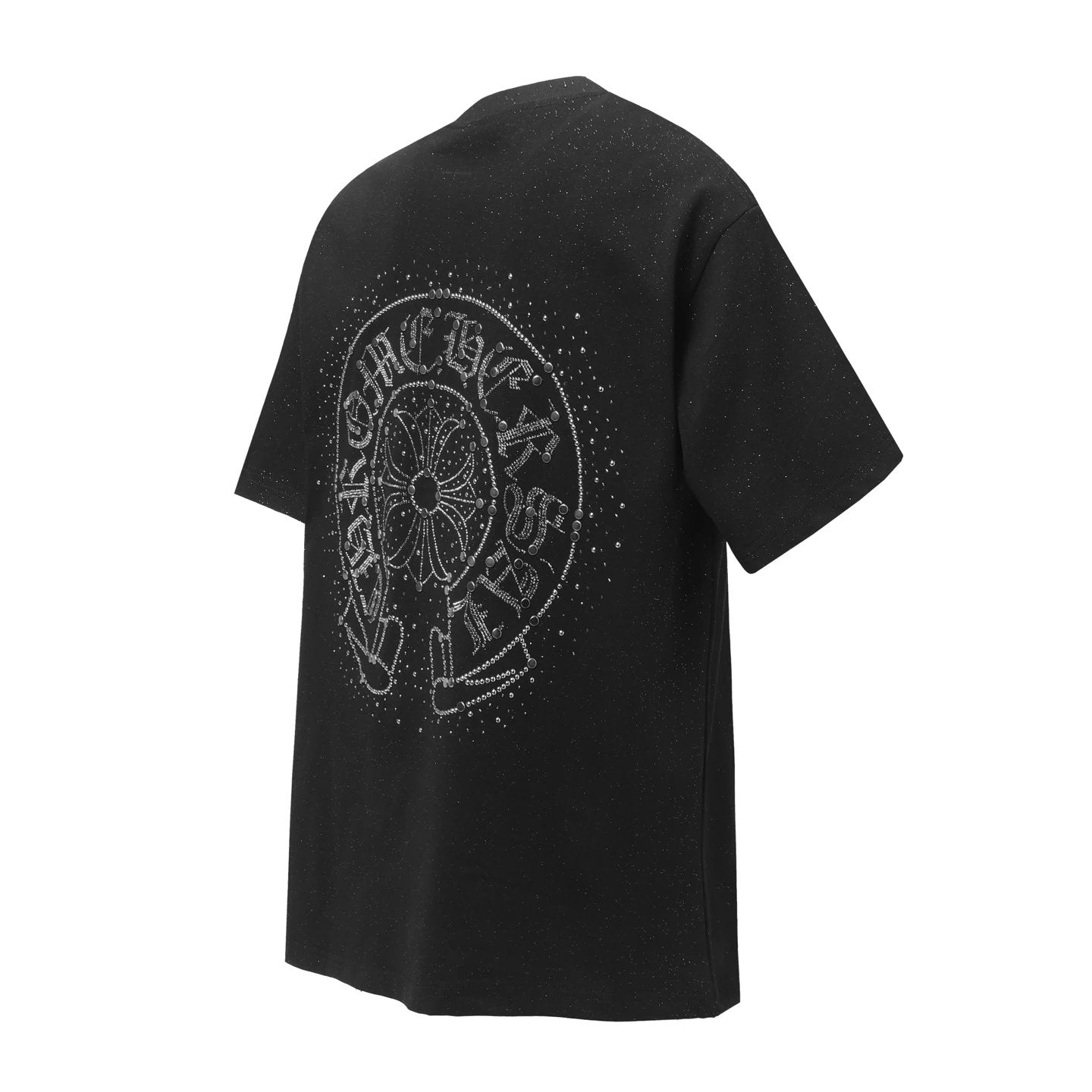 Chrome Hearts T-shirt Back Full of Stars Sanskrit Text Rhinestone logo round Neck Short Sleeve25ss New Pure Cotton Unisex Style T Casual T-Shirt Base Layer Shirt OS Loose Fit Half Sleeve Top Plus Size