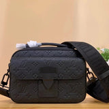 Louis Vuitton LV Men's Bag Top version 【Original Leather Heavy Recommend】M584892021New men's bag SLOC Black Lychee Pattern Cowhide Embossed Men's Bag Men's Shoulder Messenger Bag Portable Camera Bag Men's Backpack Casual Bag