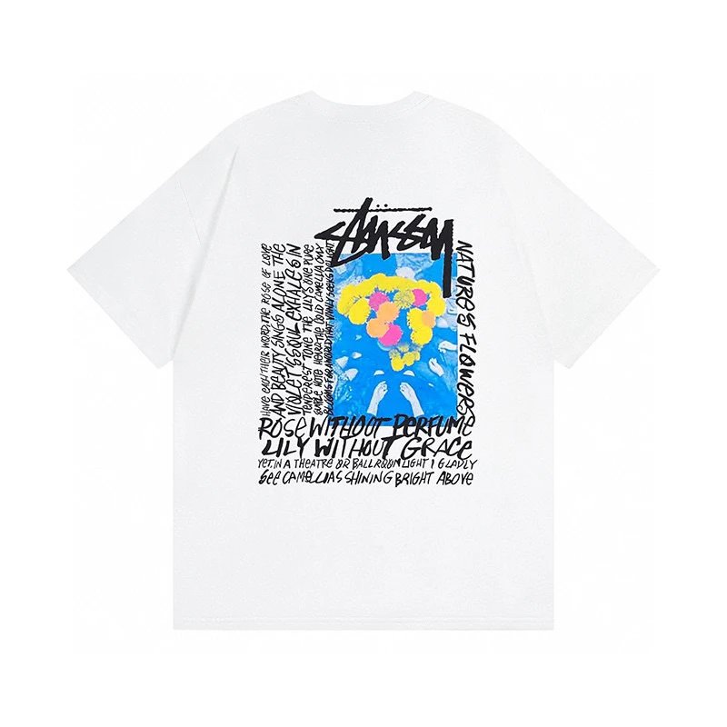 Stussy T-shirt Short Sleeve T T-shirt Flower Crown Love Casual Loose American Couple Wear-CY