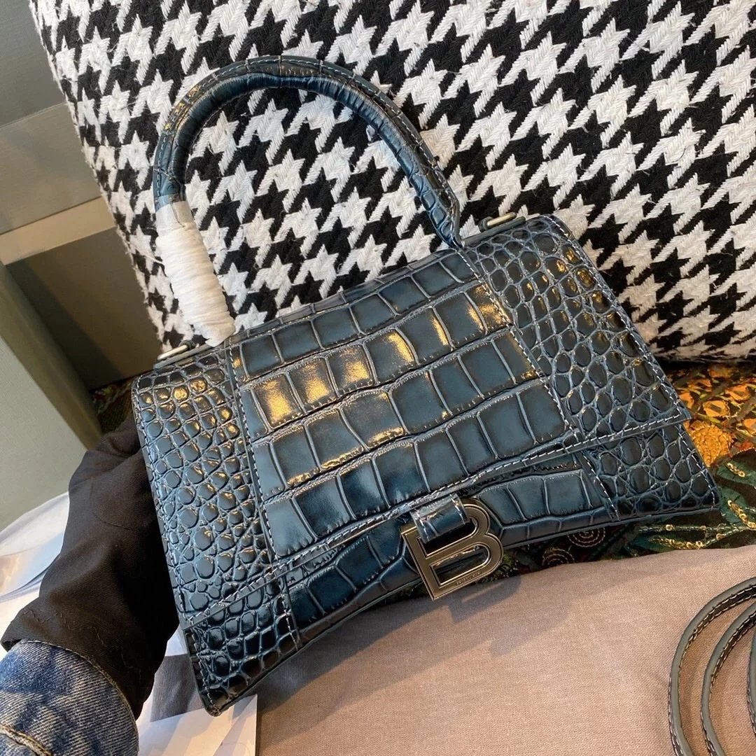 Balenciaga Bag Top version 【Level Surrogate Shopping】Hourglass Bag ahourglass Hourglass Bag Crocodile Leather Litchi Grain Cowhide XS No. S Women's Crossbody Bag