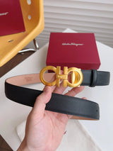 Ferragamo Belt Top version 【Full Package】Belt Width for Men and Women3.5cm Pin Buckle with Chip nfc Anti-Counterfeiting Quality Counter Full Set Packaging Italian Double-Sided Cowhide Matching Boutique Brass Buckle Long and Short Belt Pants Belt