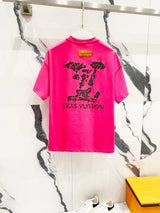 Louis Vuitton LV T-shirt Back Foam Cloud Letter Print logo round Neck Short Sleeve25ss New pure cotton T Unisex T-Shirt OS Drop Shoulder Loose Fit Base Shirt Top T-Shirt Short Sleeve