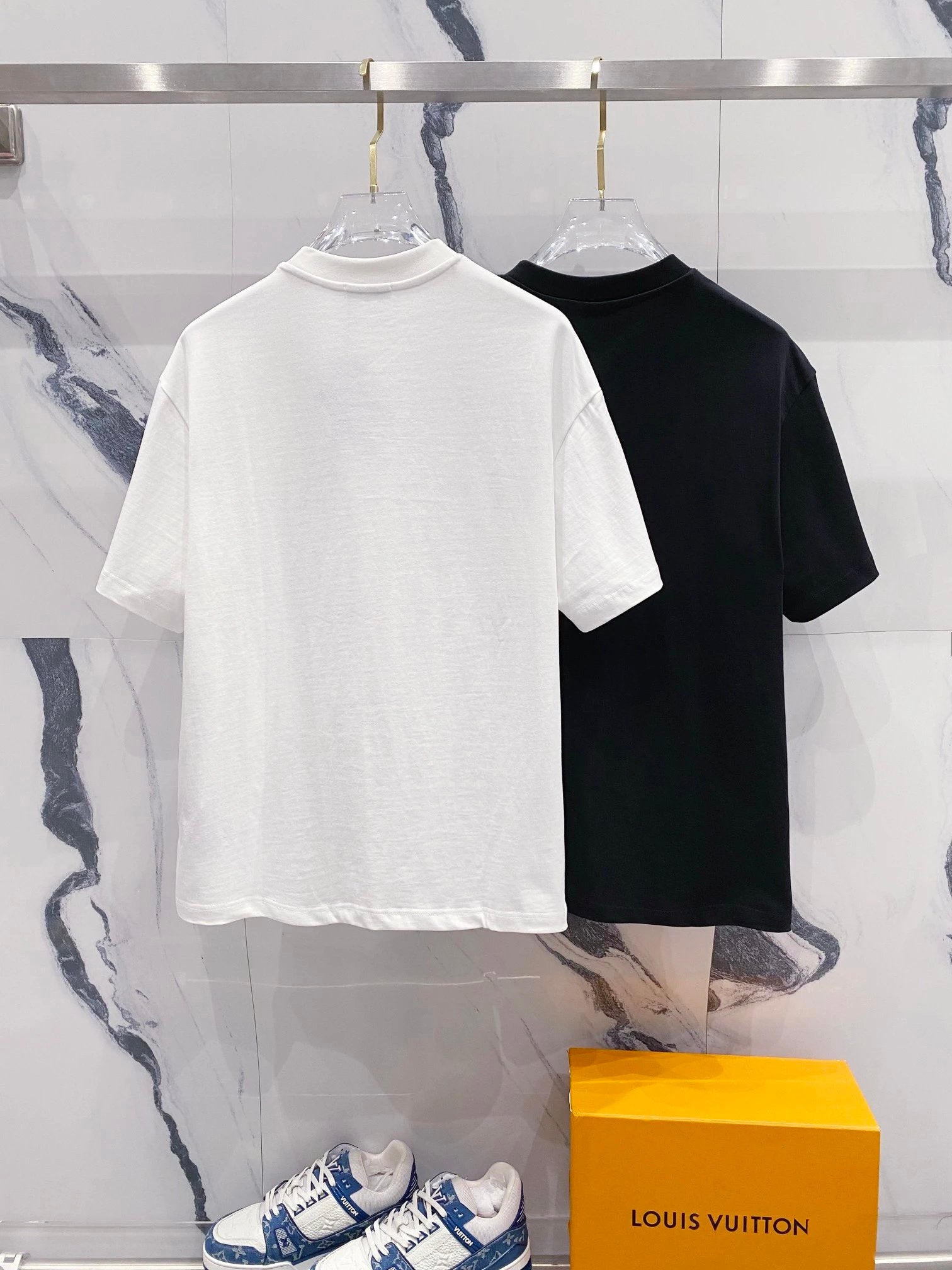 PRADA T-shirt Nylon Patchwork Fake Pocket Triangle Badge Iron Brand LOGO Round Neck Short Sleeve Pure Cotton Unisex T T-shirt OS Loose Fit Casual T-Shirt