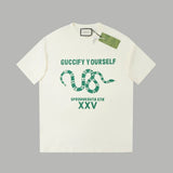 Gucci T-shirt Year of the Snake Limited Edition Classic Coiled Snake Pattern Print logo round Neck Short Sleeve25ss New Pure Cotton Unisex Style T Casual T-Shirt Base Layer Shirt OS Loose Fit Short Sleeve Top