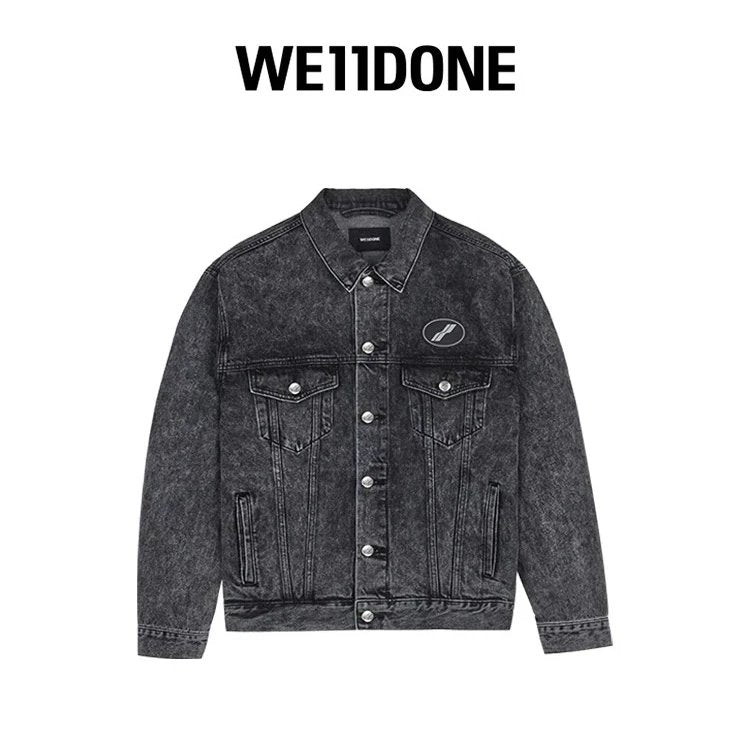 We11done Jackets Top Version Washed Old Heavy Thick Denim Jacket Loose Men's and Women's Korean-Style Lapel Retro Coat